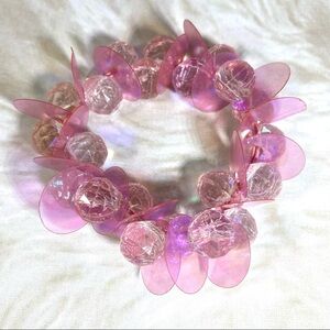 Pink power sparkling bead sequin stretch bracelet